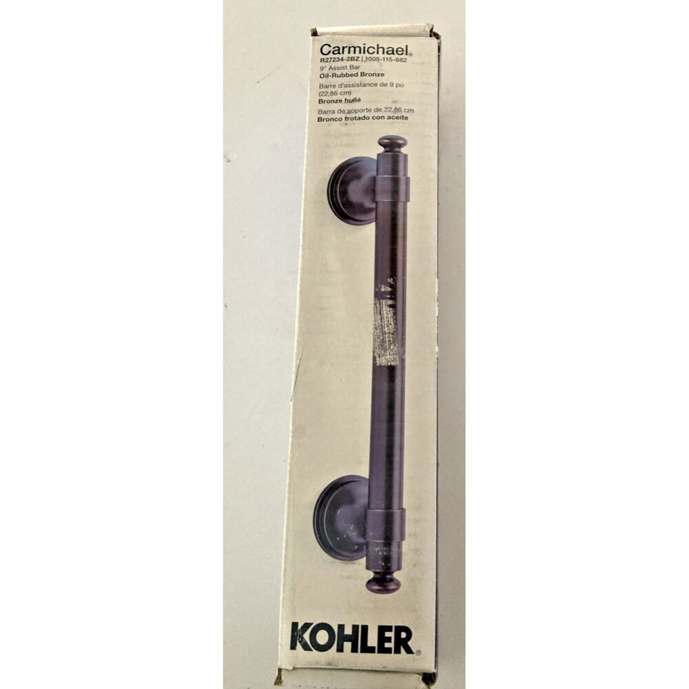 KOHLER Carmichael 9 Inch Grab Bar Oil Rubbed Bronze Bathroom Safety Support